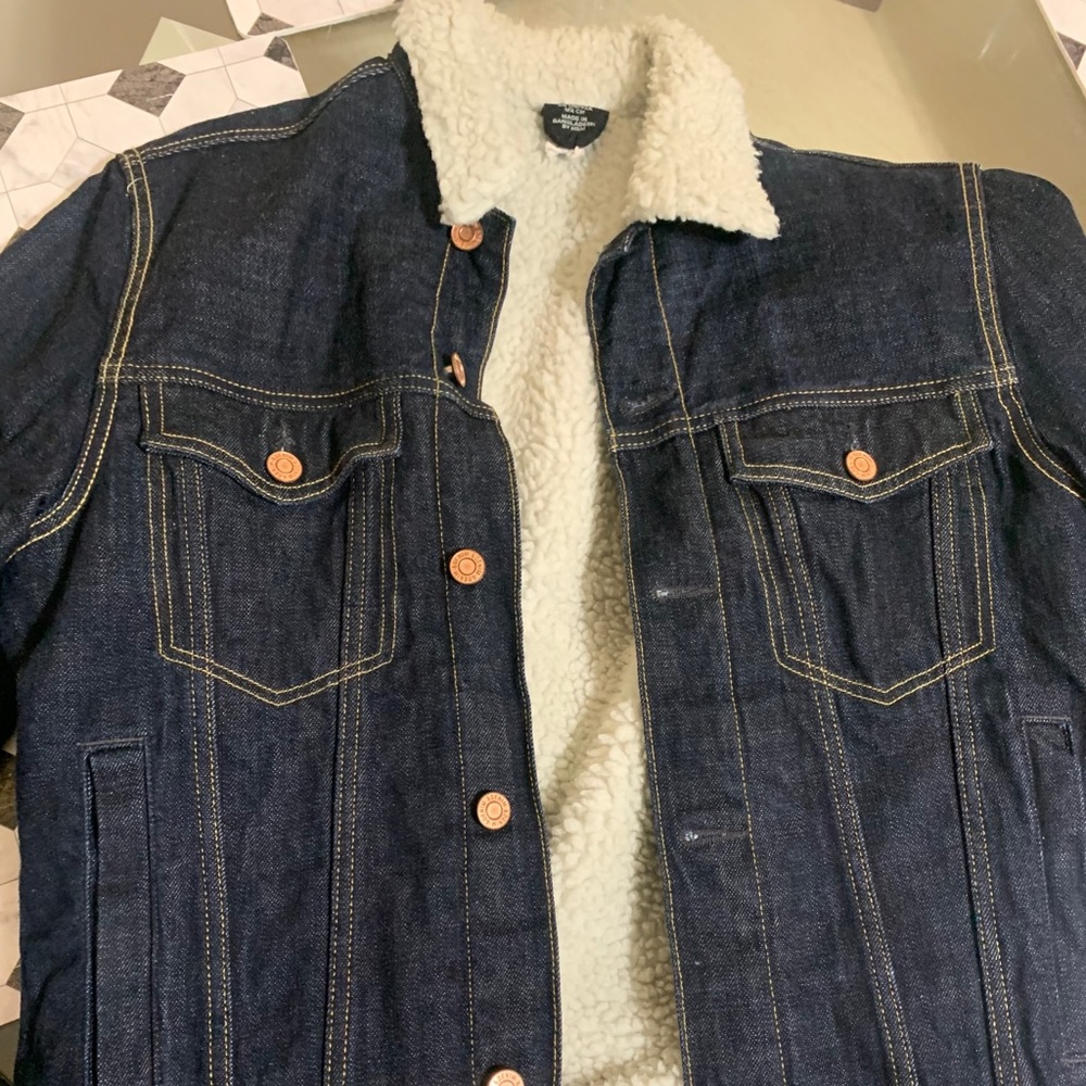 Men H&M S Fleece Denim Jean Jacket!!!